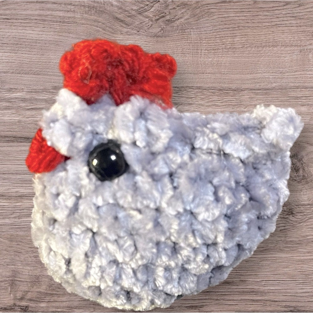 Gray mini crochet chicken